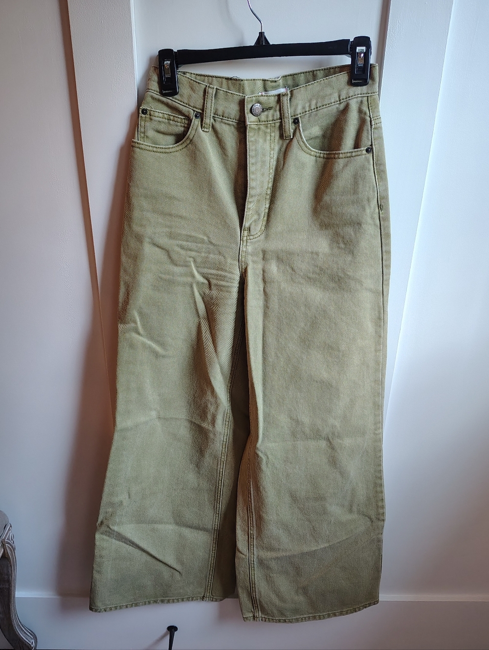 BDG Olive/Pea Green Wide-Leg Denim Pants